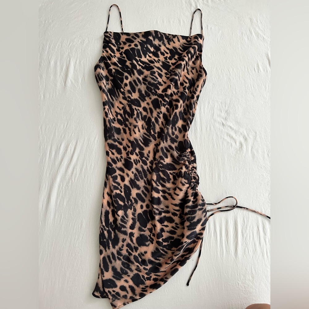 Topshop satin slip Party dress leopard print